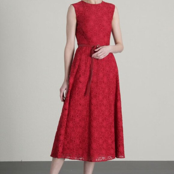 MaxMara StudioElegant Red Lace Midi Dress - Picture 1 of 16